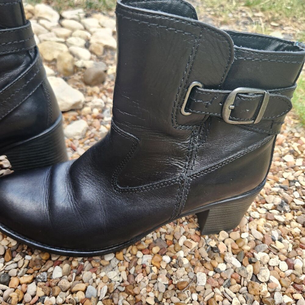 Skechers Womans Geniune Leather Casual Ankle Platform Boots W/ Zipper Buckle Y2K